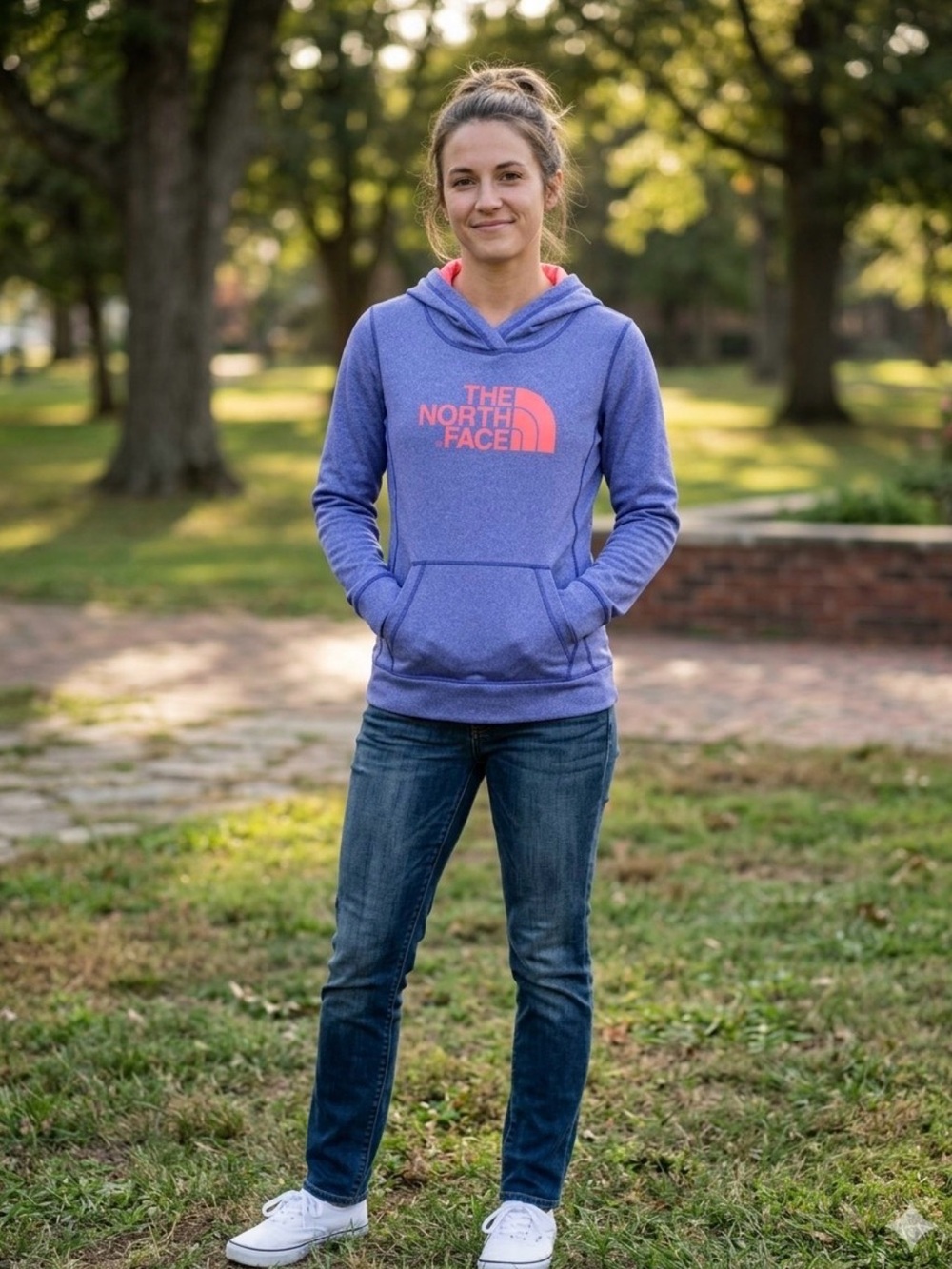 The North Face Women's Lavender Hoodie with Pink Logo